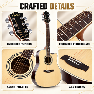 Guitare acoustique électrique professionnelle de style dreadnought, prix bas, 6 cordes, table en épicéa, fond et côtés en palissandre, 41 pouces, avec micro - Product Image 4