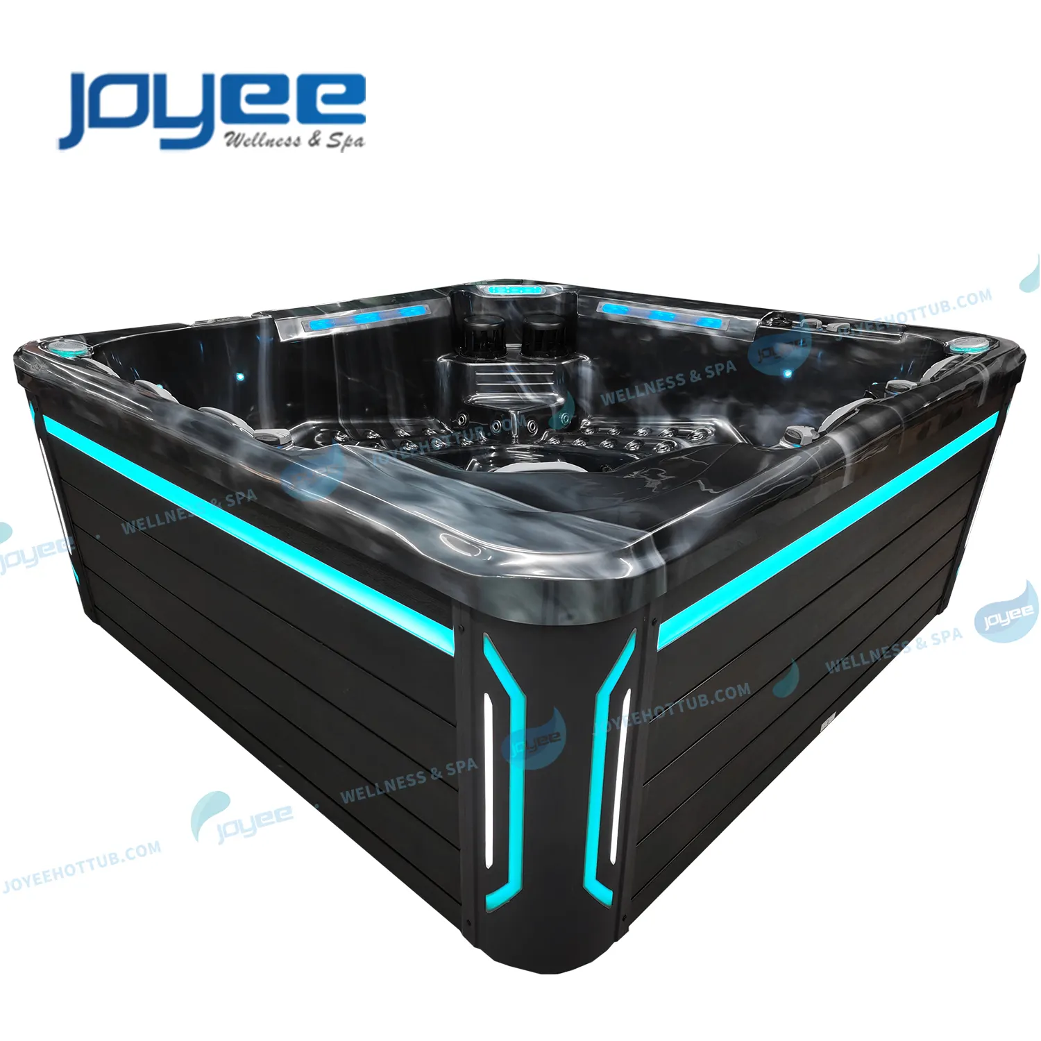 JOYEE-Spa d'extérieur pour 6 personnes, spa à écran tactile balboa/gecko, bain à remous de luxe avec fonction jacuzzier