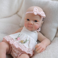 Poupée Reborn en silicone souple et élastique de 8 pouces, réaliste, avec yeux ouverts, Bettie, jouet pour fille, cadeau pour l'affichage et la collection M034