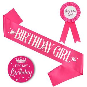 HLC Set de Pin de Lata y Banda de Satén para Cumpleaños, Recuerdos para Fiesta de Cumpleaños, Decoraciones para el Día de Cumpleaños - Product Image 1
