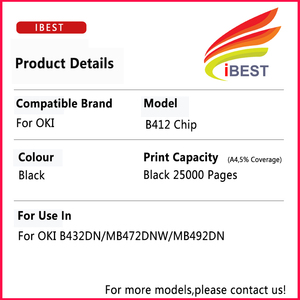 ชิปหมึกที่รองรับ <span class=keywords><strong>OKI</strong></span> <span class=keywords><strong>B412</strong></span> B412DN 45807101 45807105 <span class=keywords><strong>OKI</strong></span> B432DN MB472DNW MB492DN ชิปตลับหมึก - Product Image 4