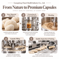 Capsules de champignon Crinière de lion sous marque privée, Hericium Erinaceus, Complément alimentaire quotidien à base de champignons, Fabricants OEM ODM