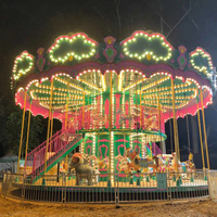 Fournisseur de manèges commerciaux, carrousel à deux étages personnalisé, carrousel de fête foraine