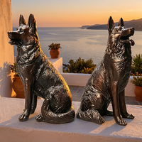 Statue de chien de garde en bronze de qualité muséale - Sculpture de lion fidèle en bronze personnalisable