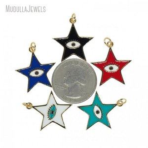 Pendentif étoile PM29341 plaqué or 18 carats, émail, charme œil pentagramme, 5 couleurs, amulette de <span class=keywords><strong>protection</strong></span>, fournitures pour la fabrication de bijoux - Product Image 1