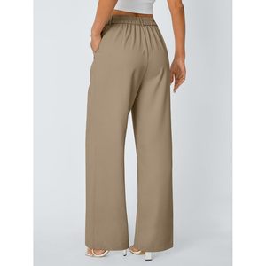 2025 femmes respirant jambe large robe pantalon affaires tenues décontractées avec taille élastique froissé Techniques pour filles dames - Product Image 3