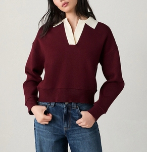 Áo len dệt kim dáng rộng, chất liệu len pha, có logo thêu tùy chỉnh dành cho nữ - Product Image 1