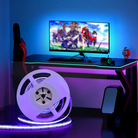 Bande LED COB 24V ultra-lumineuse sans points, 840 LED/m, RGBW CCT, télécommande intelligente, gradation, pour la décoration de la pièce sous l'armoire