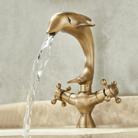 Robinet de lavabo créatif à un seul trou, en laiton poli, avec poignée double, pour eau chaude et froide, pour salle de bain et toilettes