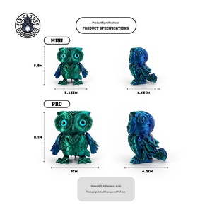 Figurine populaire d'hibou robotique imprimée en 3D en PLA, style cyberpunk, articulations intégrées mobiles, flexible et transformable - Product Image 5