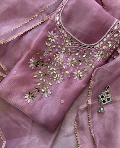 Semi Stitched Pure Organza Silk Suit Piece with Hand Embroidery Kurta <b>Pant</b> Dupatta Women's Designer Ethnic Wear Traditional Wear - Product Image 1