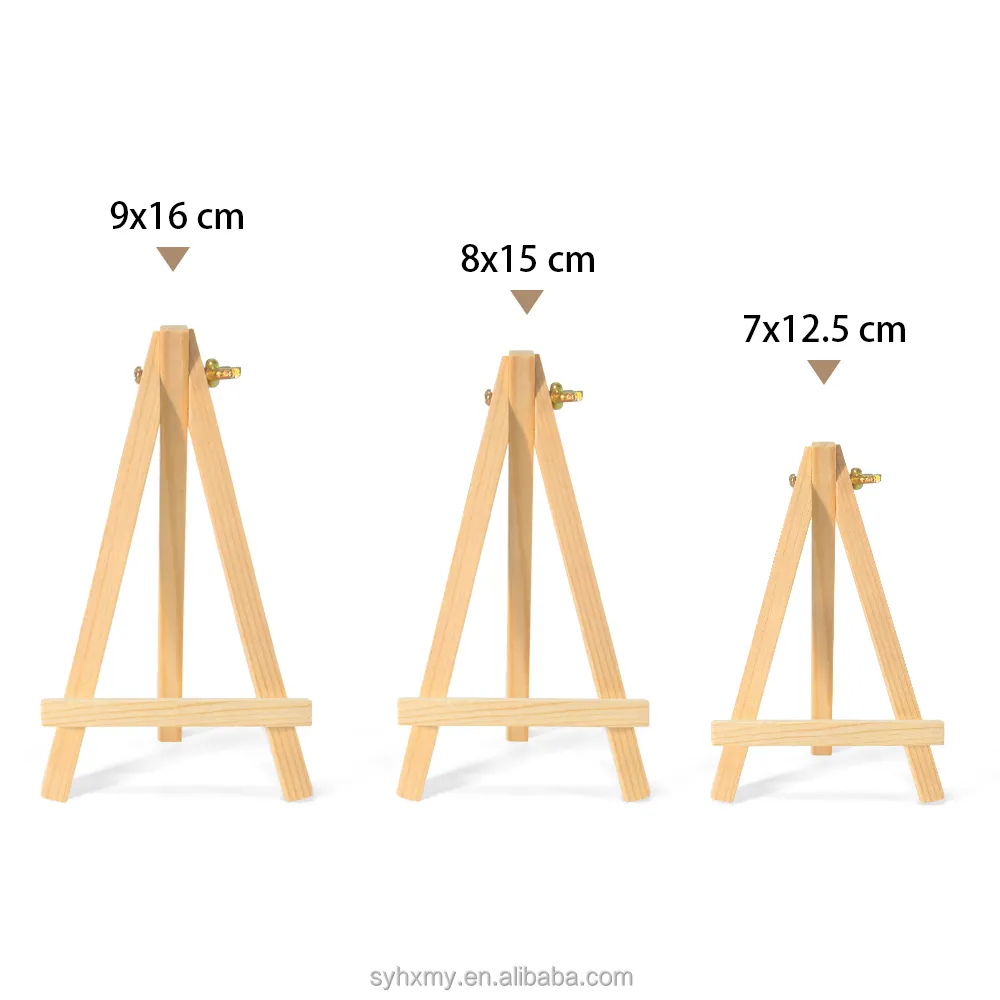 Screw Model 7*12.5/8*15/9*16cm Mini Easel Wooden Triangle Kids Easel for Painting Art Crafts Photo Display Stand