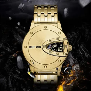BESTWIN 912 Luxury Cool Men's Wrist Watch Stainless Steel Technology Fashion Quartz Watch For Men Clock Relogio Masculino 2024