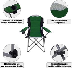 Padded Camping <b>Chairs</b> Adults With Armrests and Cup Holder <b>Heavy</b> <b>Duty</b> <b>Folding</b> Portable for Fishing Beach Caravan Trips - Product Image 3