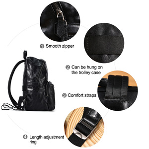 Dujiang Genuine Leather Men's <b>Backpack</b> <b>Black</b> Large Capacity Casual Travel Commuter Bag - Product Image 4