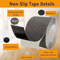 Bande de sécurité pour sols, imperméable et phosphorescente, en PVC renforcé avec sable de quartz noir, pour marches d'escalier
