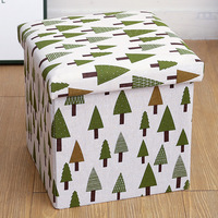 Tissu en lin Table basse Cube pliant organisateur stockage pouf banc repose-pieds tabouret