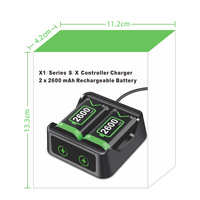 Baterai isi ulang untuk Xbox One, aksesori Dual 2600mAh untuk Xbox Series X S/Xbox One S X pengontrol USB pengisi daya baterai