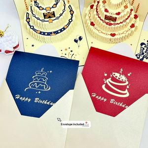 Tarjeta de Felicitación Creativa con Diseño de Pastel y Mariposas en 3D, con Sobre, Regalo de Cumpleaños - Product Image 3