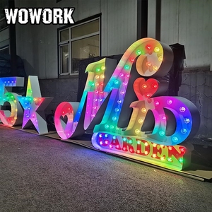 2026 WOWORK bar Cafe Shop Vintage Waterproof Metal Led logo Sign <strong>Letter</strong> with Bulbs Channel <strong>Letter</strong> <strong>Light</strong> - Product Image 4