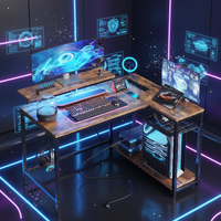 Table de jeu en bois en forme de L avec éclairage RGB, design pour les amateurs de jeux, pour la maison, le bureau, la chambre