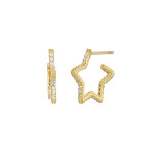 ต่างหูห่วงใหญ่ทรงดาวประดับเพชรซิร์คอนชุบทอง 18K ดีไซน์ทันสมัย ต่างหูเงินแท้ 925 แบบติดหู สำหรับทุกเพศ เหมาะสำหรับเป็นของขวัญวันครบรอบ - Product Image 1