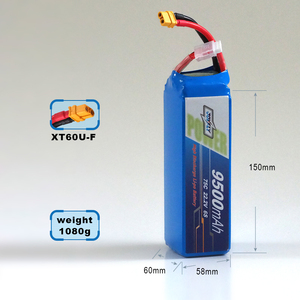 Высококачественный литий-полимерный аккумулятор <span class=keywords><strong>LiPo</strong></span> 9500 мАч 6S 22.2В 75C с катодом LiCoO2, 800 циклов, для БПЛА/FPV дронов, OEM/ODM, -40~60°C - Product Image 2