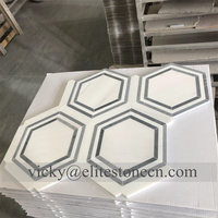 Mosaïque de marbre blanc moderne, pierre de dolomite, revêtement mural pour crédence de cuisine, parquet en laiton pour décoration d'hôtel et de maison