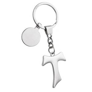 Porte-clés en métal tendance TAU avec porte-monnaie personnalisé, logo imprimé UV, en laiton et alliage d'acier inoxydable - Product Image 1