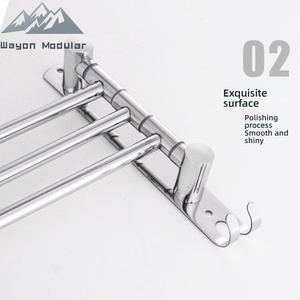 Porte-serviettes mural pivotant en acier inoxydable Wayon avec 4 bras rotatifs et crochets, pour usage hôtelier, organisateur de rangement - Product Image 5