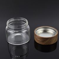 Pot en verre anti-accès enfant 5,25g/90ml/3oz, pot anti-odeur avec couvercle en bois, pots en verre pour le stockage alimentaire, emballage en verre