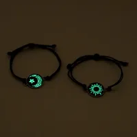 Bracelets de couple romantiques lumineux soleil lune, alliage, corde tressée faite à la main, assortis, unisexe, cadeaux de bijoux pour la Saint-Valentin