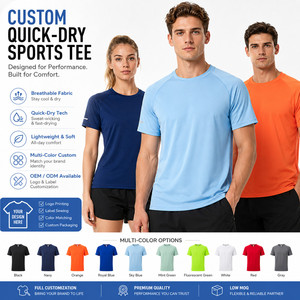 Custom Logo T-shirt 180g High <b>Stretch</b> 13% Spandex Quick Dry Performance Gym Wear Raglan Sleeve Running Tee Private Label OEM - Product Image 1