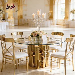 ชุดโต๊ะอาหารและเก้าอี้สแตนเลสสตีลทันสมัยสไตล์ดูไบ สำหรับใช้ในบ้าน อพาร์ทเมนต์ โรงแรม และกลางแจ้ง สำหรับงานจัดเลี้ยง สามารถปรับแต่งได้ - Product Image 2
