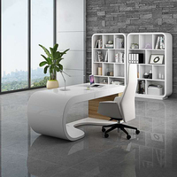 Nouveau design de bureau de direction demi-circulaire, bureau de direction blanc brillant, ensemble de bureau rond, table de bureau à domicile pour manager