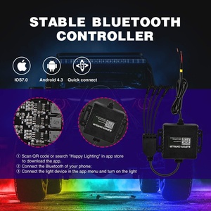Kit d'éclairage LED RGB pour véhicule, 4 modules, éclairage sous châssis multicolore néon, contrôle par application, mode musical <span class=keywords><strong>clignotant</strong></span>, éclairage de jante, 12V IP67 UTV, garantie 1 an - Product Image 3