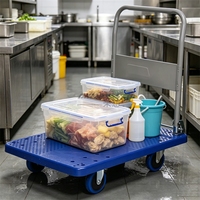 Chariot à plateforme en plastique à quatre roues pour le transport de marchandises et la manutention des matériaux en entrepôt (OEM)