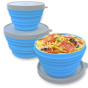Juego de Recipientes de Cocina Personalizados, Tazón Plegable de Silicona Reutilizable con Tapa, Lonchera Escolar Plegable para Niños - Product Image 1