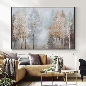 Decoración para Sala de Estar, Pintura al Óleo 100% Hecha a Mano, <span class=keywords><strong>Cuadros</strong></span> de Arte Abstracto con Árboles de Otoño - Product Image 3