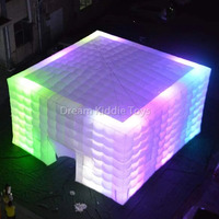 Tente de fête portable gonflable en forme de cube pour discothèque, cabine photo 360°, toile de fond, éclairage LED, chapiteau de discothèque gonflable