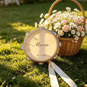 Wholesale Custom Logo Wedding Mini Tambourine Tamburelli Matrimonio Wooden Hand Drums <strong>Percussion</strong> for Gifts Regalo Invitados Boda - Product Image 3