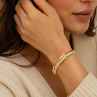 Perhiasan Khusus Mylove Perak Sterling 925 Berlapis Emas 18K Micro Pave CZ Gelang Manset Terbuka untuk Wanita Mewah Berkualitas Tinggi