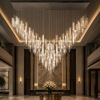 Lustre suspendu LED rectangulaire en verre artistique sur mesure pour hall d'hôtel, villa, escalier - Prix usine de gros