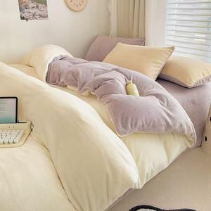 Mới Đơn Giản Sữa Nhung Ấm Bộ Đồ Giường Đặt Mùa Đông Mềm Mại Thoải Mái Nữ Hoàng Duvet Cover Set Comforter Set - Product Image 2