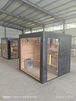 Penjualan Harga Pabrik Sauna Tradisional Dalam Ruangan untuk 4 Orang dari Kayu Hemlock dengan Uap Basah dan Kering serta Panel Kontrol
