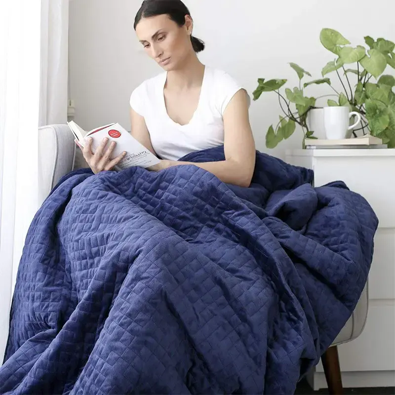 Couverture pondérée en coton matelassé personnalisable Couverture portable pour le confort et la détente