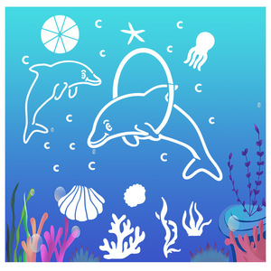 Kit de 16 pièces de pochoirs de créatures de la mer, océan, organisation Marine, <span class=keywords><strong>animaux</strong></span>, dessin, <span class=keywords><strong>peinture</strong></span>, modèles, ensemble avec anneau pour mur en toile de bois - Product Image 3