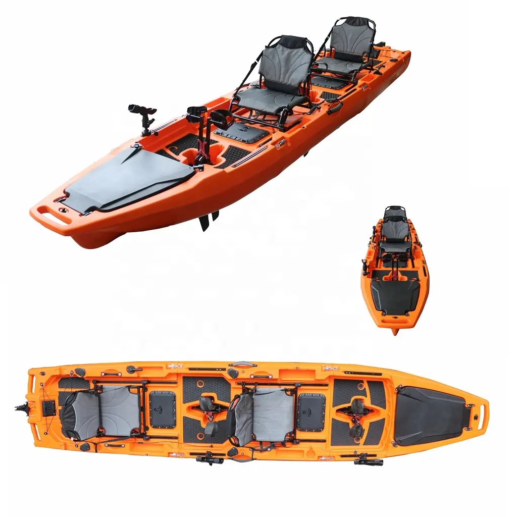 Vicking 14 pies 3 secciones desmontable solo tándem Modular Pedal Kayak nuevo diseño HDPE casco para turismo y pesca en el lago