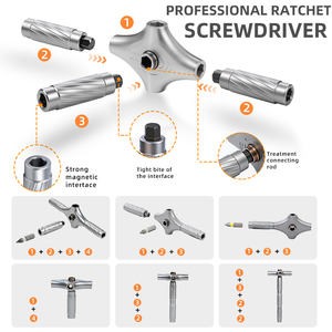 Jeu de tournevis à cliquet professionnel à couple élevé 34-en-1, finition chromée, conception de poignée renforcée pour travaux lourds et tenaces - Product Image 2
