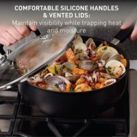 Ensemble d'ustensiles de cuisine antiadhésifs 17 pièces pour four à griller couvercle sûr ensemble de cuisine avec poêles à frire casseroles et poêles passe au lave-vaisselle noir